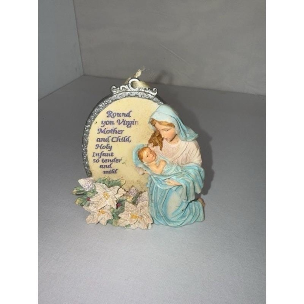 Vintage 1998 Roman Inc Mary and Baby Jesus Silent Night Christmas Ornament